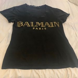 Balmain Ladies’ Baby Tee Black & Gold